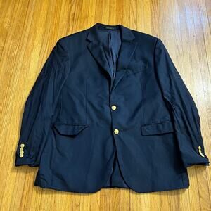 Lauren Ralph Lauren Blazer Mens 42R Navy Blue Wool Gold Button Jacket Coat